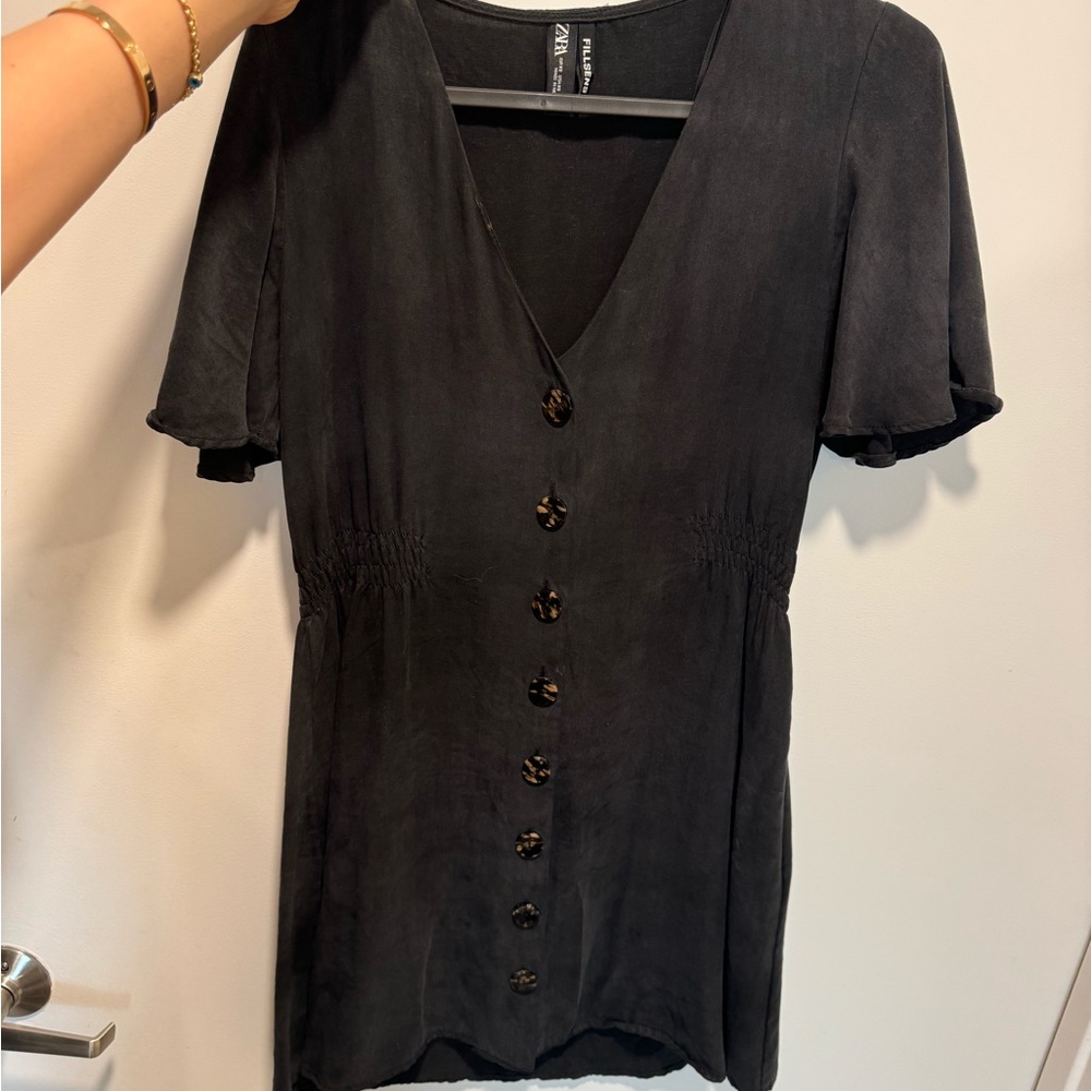 Zara Charcoal Buttoned Dress